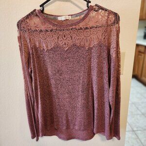 Mauve lace long sleeve shirt